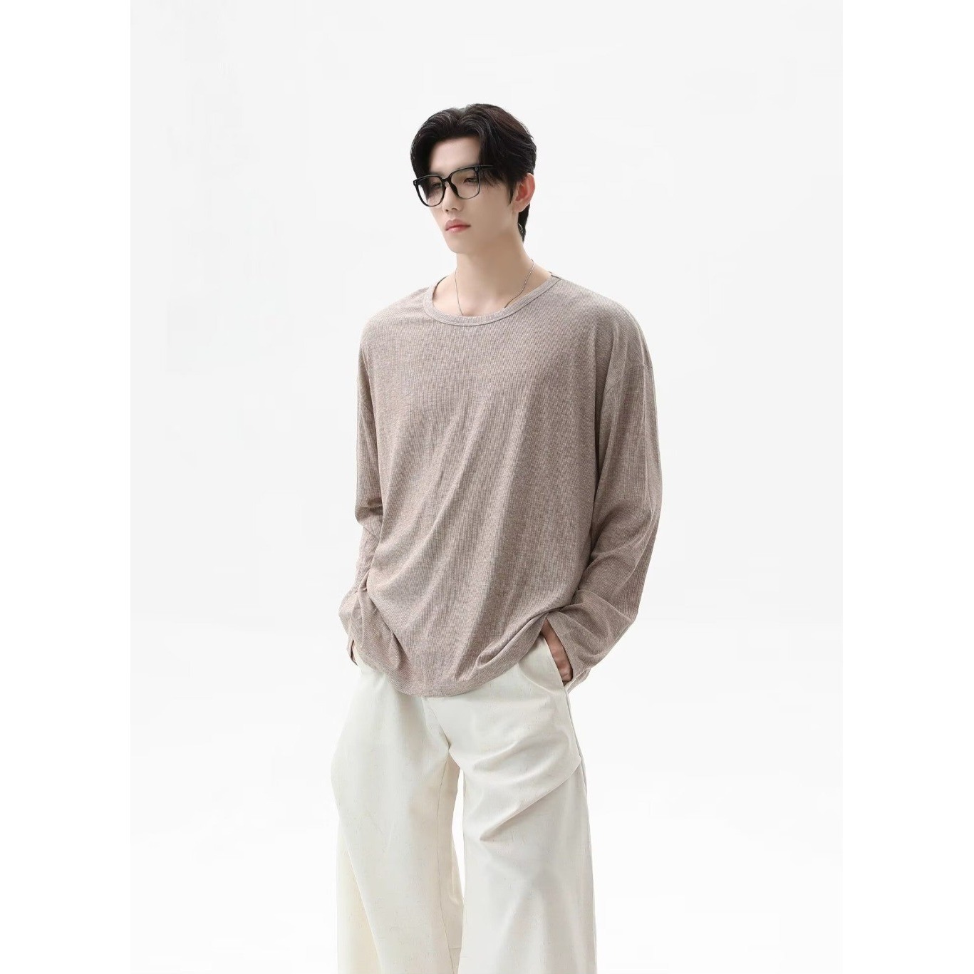 2026 가을 신상 텍스처 긴팔 티셔츠 유니섹스 루즈핏 - Undershirt Crew Neck 리뷰 및 가격