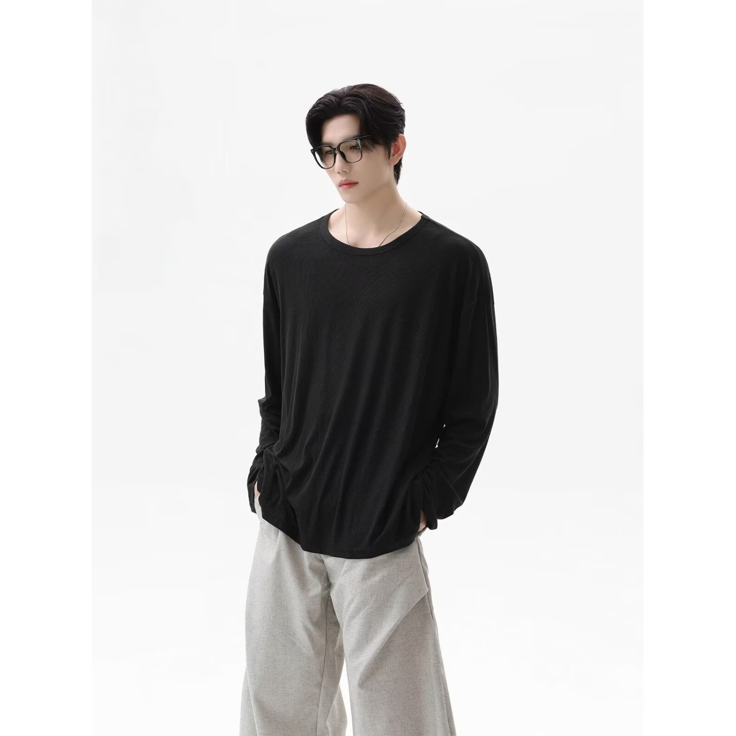 2026 가을 신상 텍스처 긴팔 티셔츠 유니섹스 루즈핏 - Undershirt Crew Neck 리뷰 및 가격